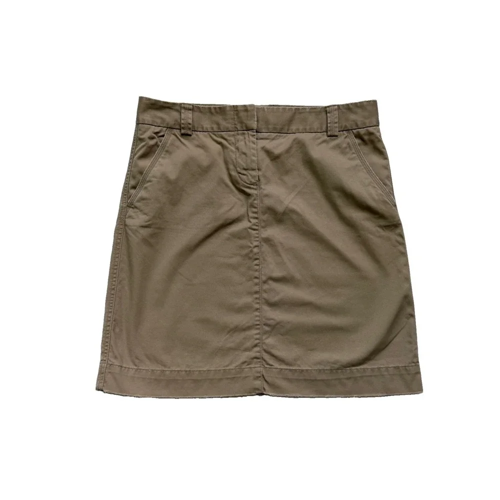 J.Crew Vintage Y2K Chino Skirt Khaki Cotton Flat Front Women's size 8